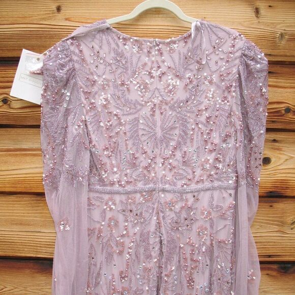 MAC DUGGAL $798 93930 Purple Puff Sleeve Embellished A Line Gown Dress - Picture 12 of 14